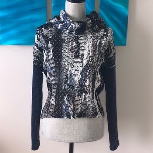 Alberto Makali Sheer Cowl Neck Sweater